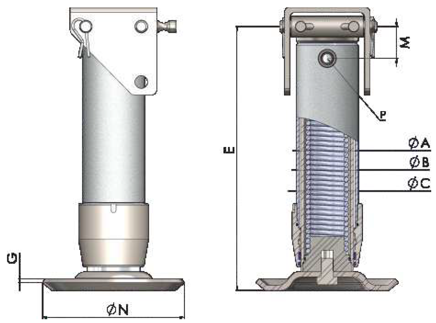 Hubstütze hydraulisch Hub 190mm