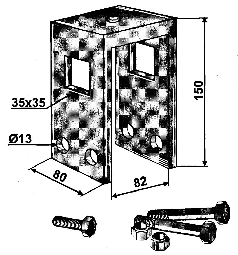 Holder for track eradicator tine for frame 80x80mm