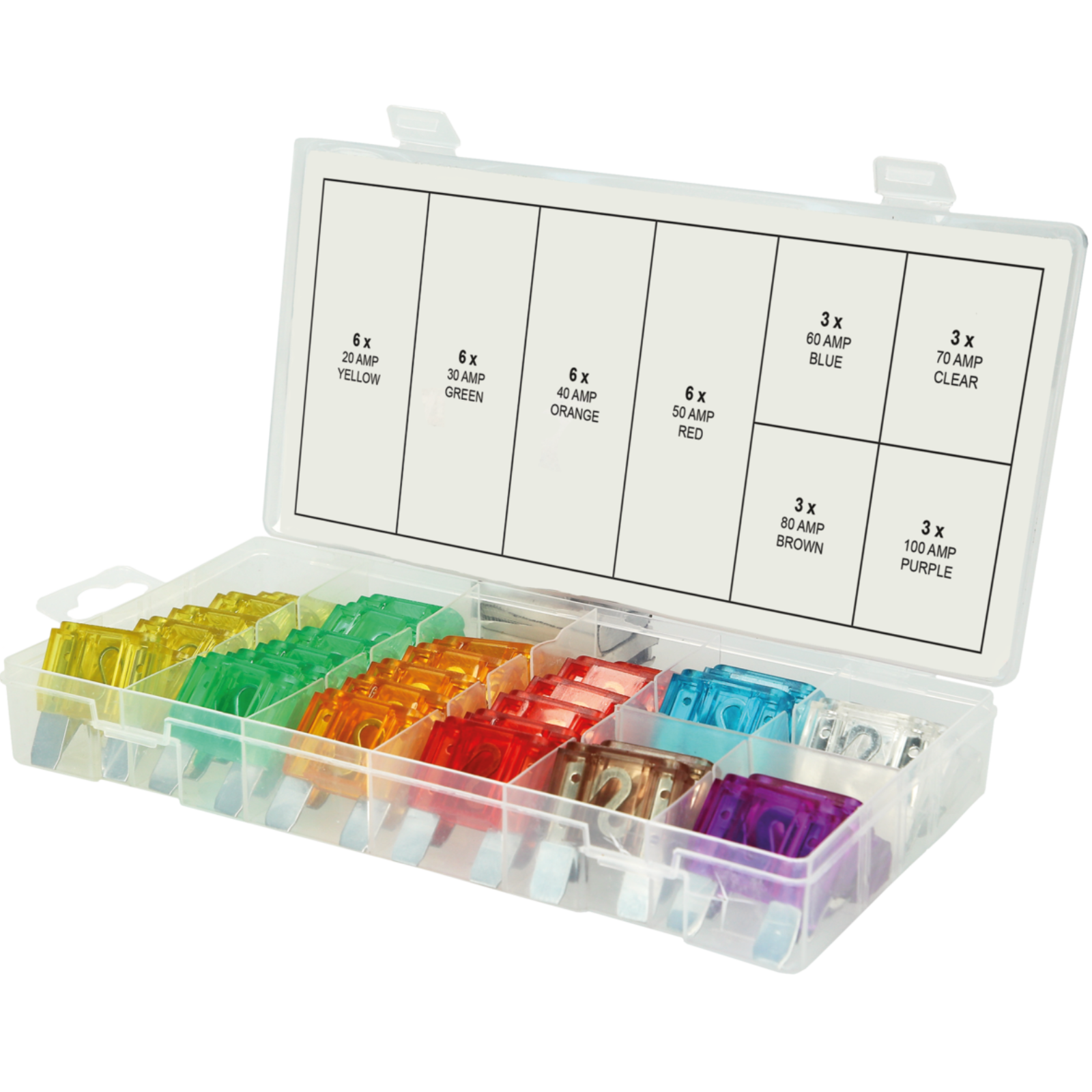 KFZ-Sicherungen Sortiment 36tlg, 20-100A  