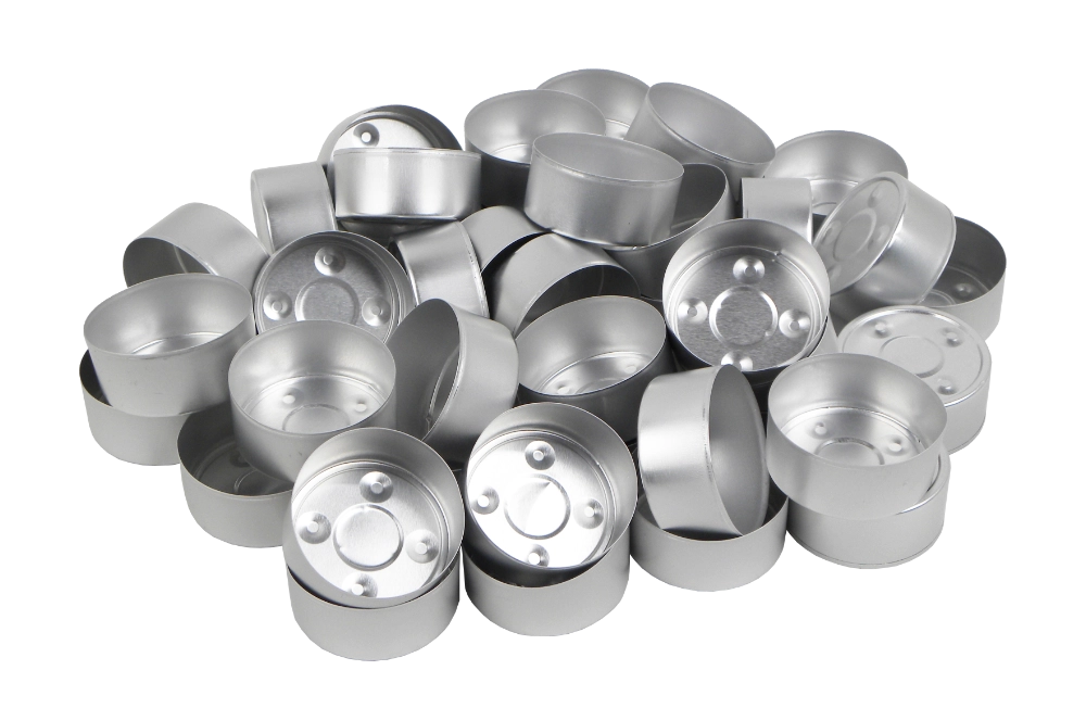 Contenitore per lumini in alluminio, 100 pezzi.