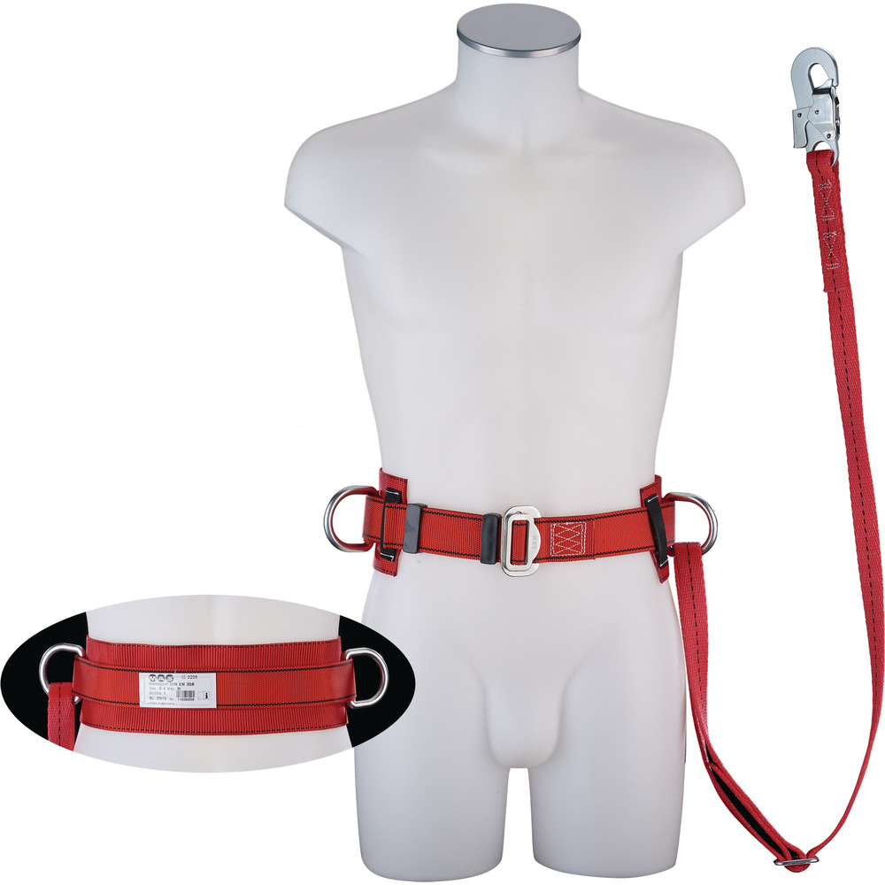 Abdominal belt with retaining strap EN 358