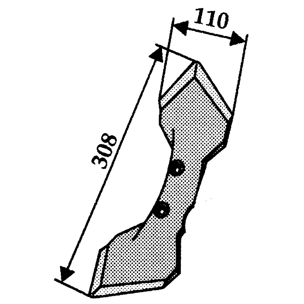 Doppelherzschar 110 mm,  Stärke 8 mm, Lochabstand 45 mm, anstelle Kongskilde, Kverneland und System David