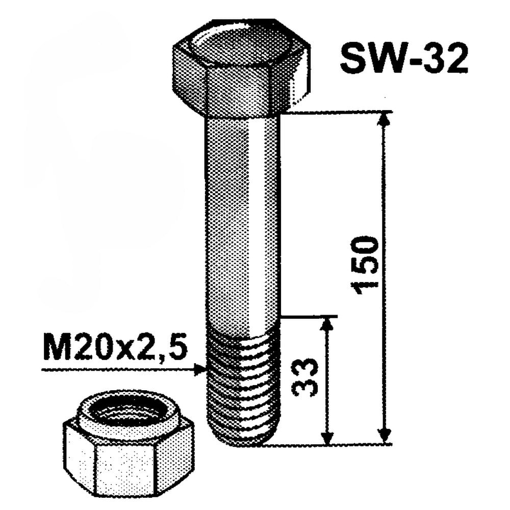 Screw M20x2.5x150 mm, 10.9