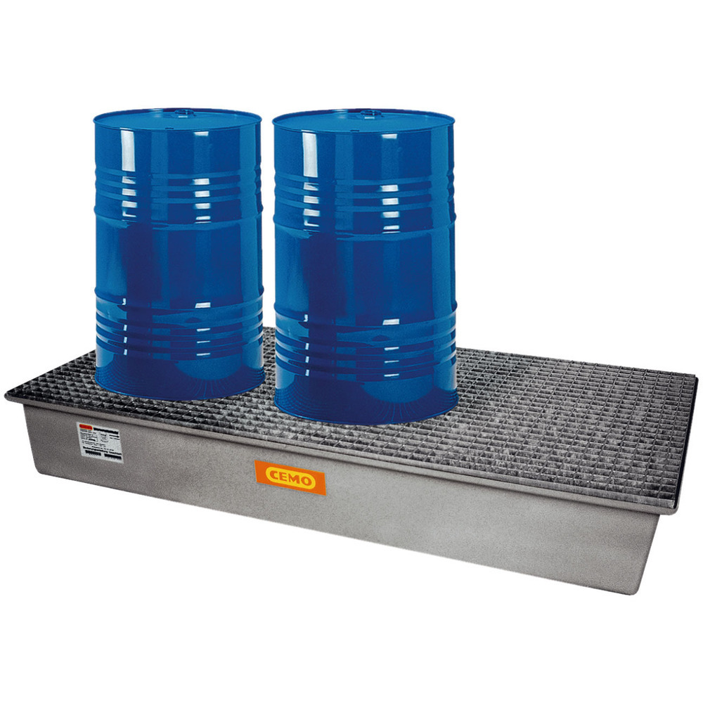 GFK-Auffangwanne mit verzinktem Gitterrost 3x220