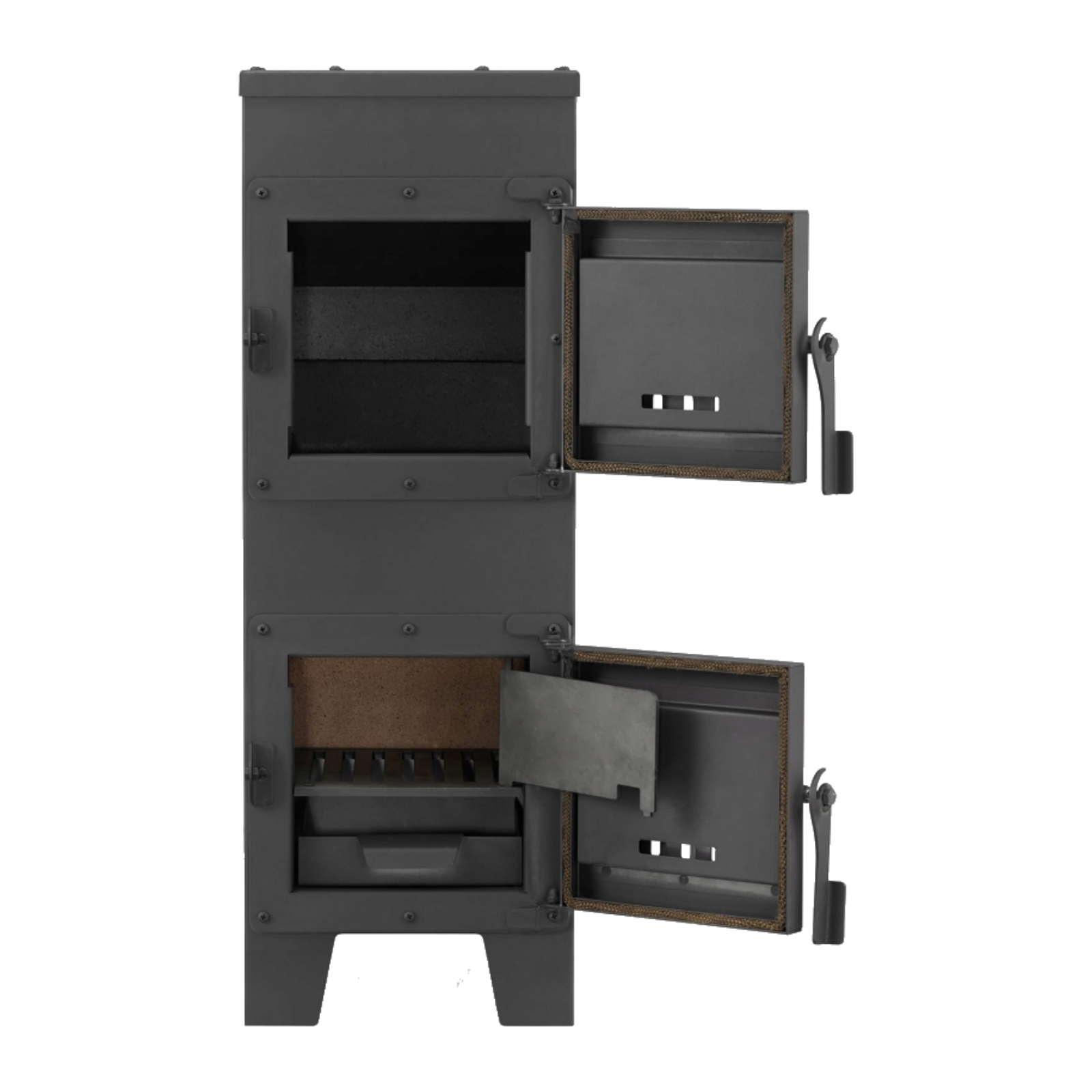 Holzofen Stahl mit Schamott 77x39x29 cm, 40 kg, 120 mm Rohr