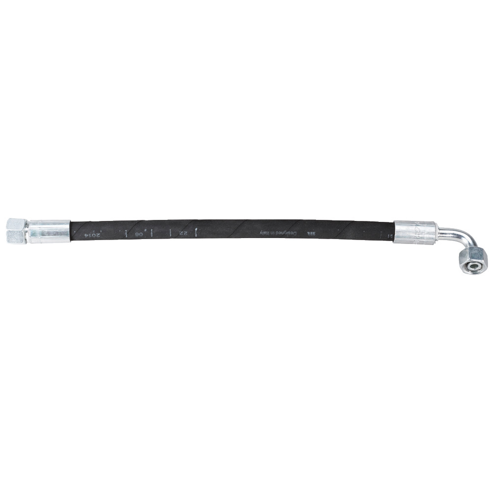 Einbaufertiger Hydraulikschlauch Nennweite DN08, Anschluss 1xgerade, 1x 90° gebogen, 10L, M16x1,5