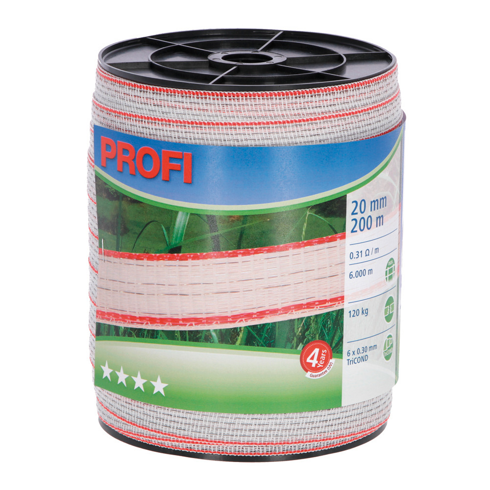 Weidezaunband Profi weiß/rot, 20 mm / 200 m-FA100772