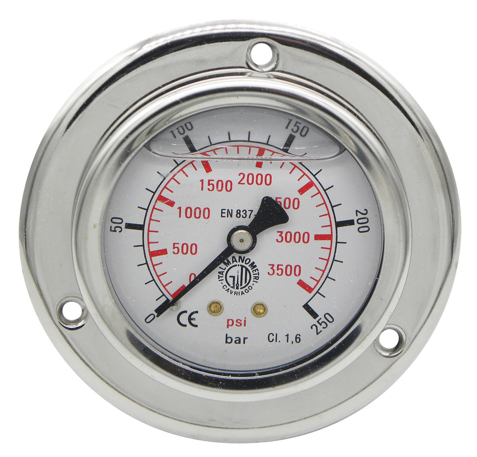 Hydraulik-Manometer mit Frontring Ø 63 mm, Anschluss 1/4 Zoll hinten