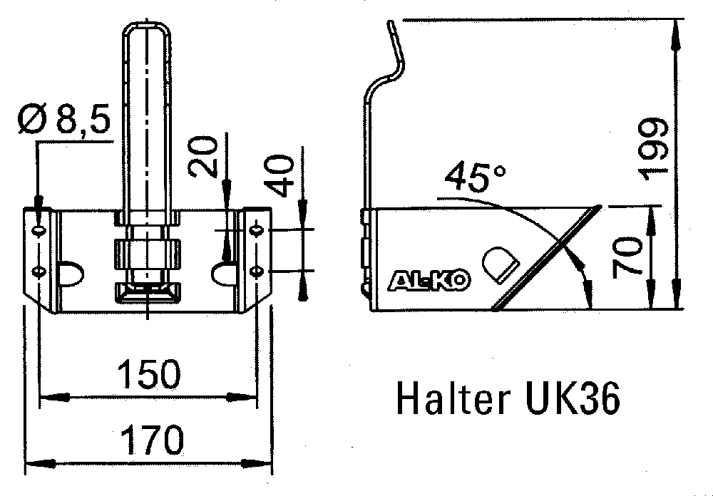 Halter für Unterlegkeil