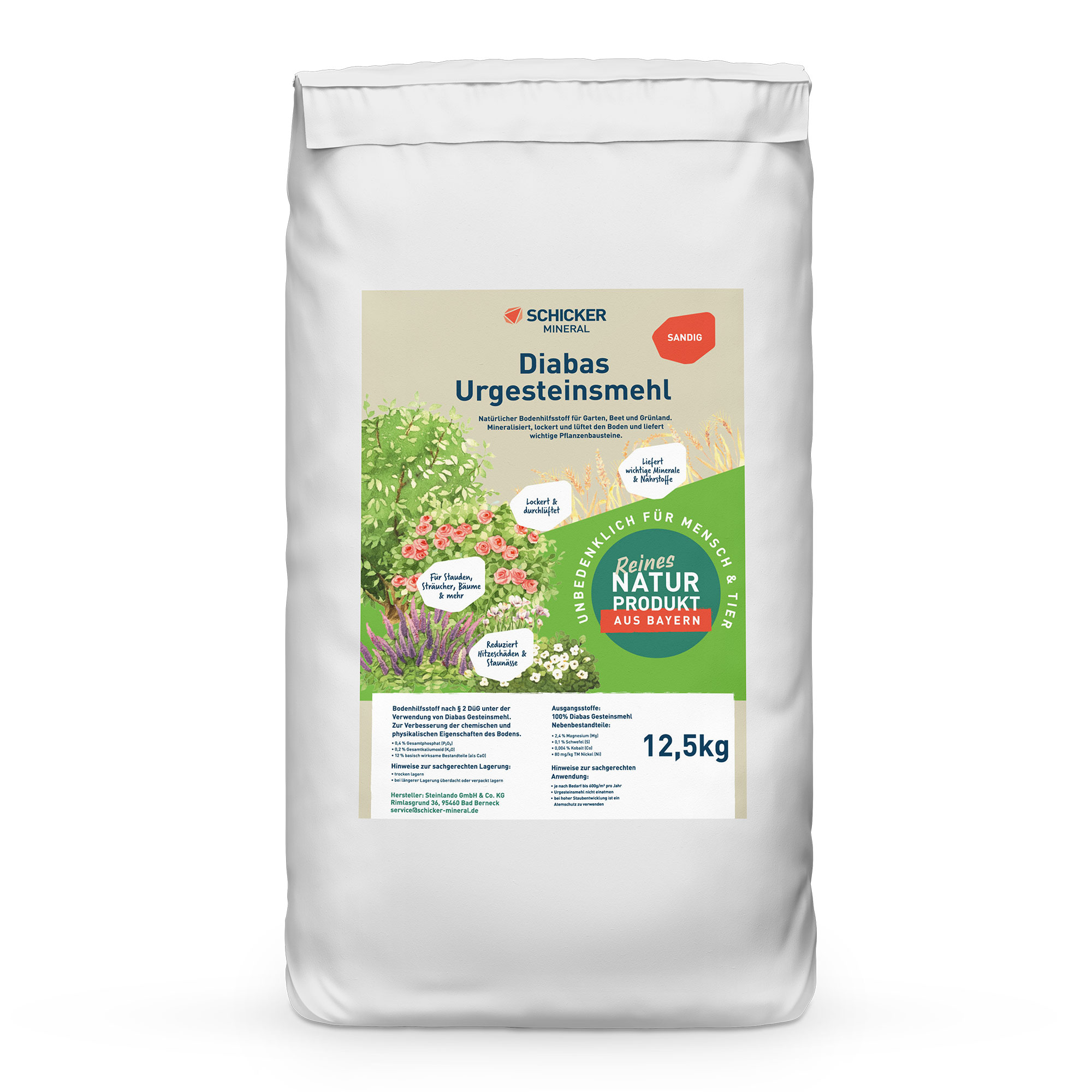 Diabas Urgesteinsmehl sandig - 25 kg Sack