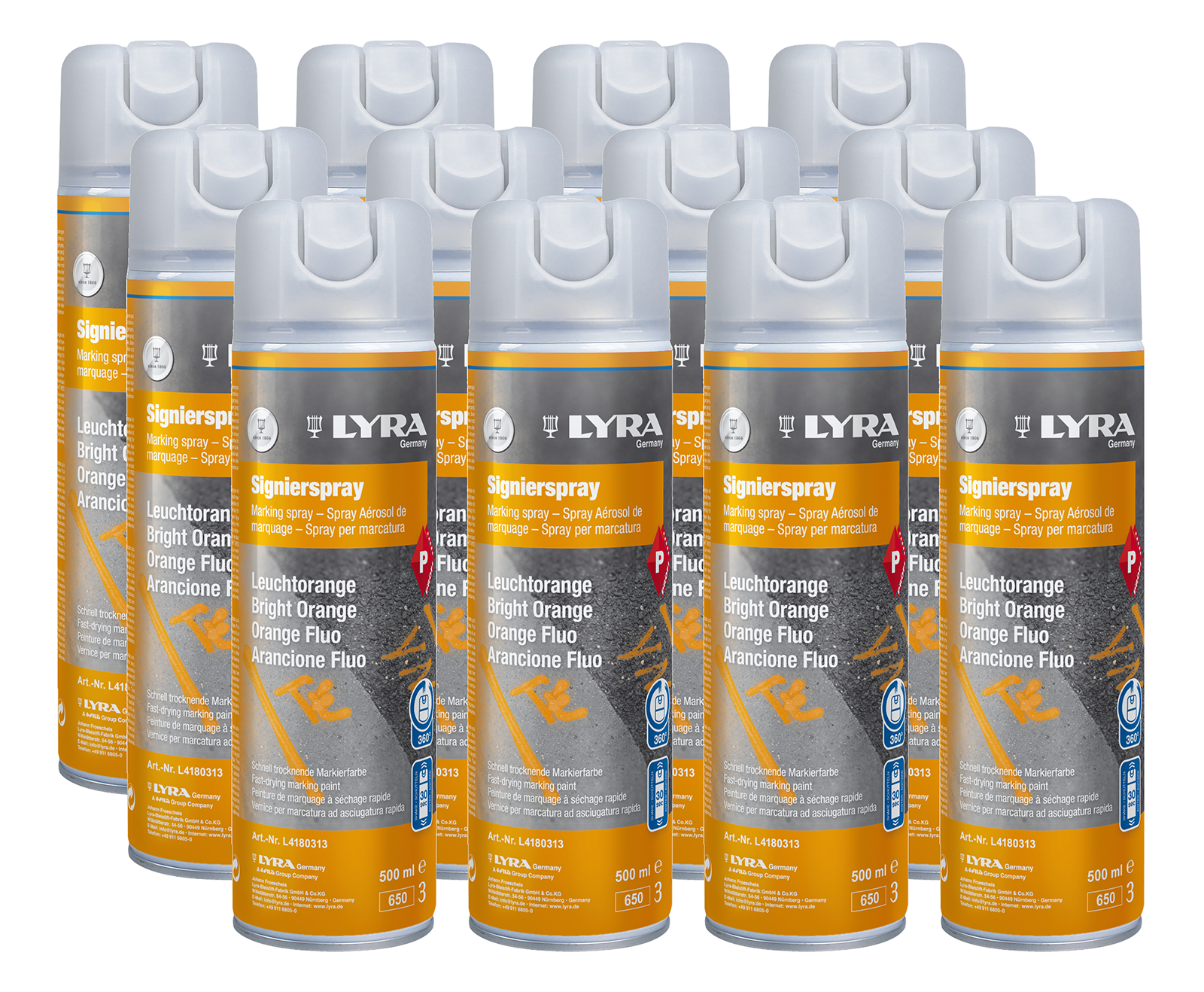 Markierspray orange 12er SET
