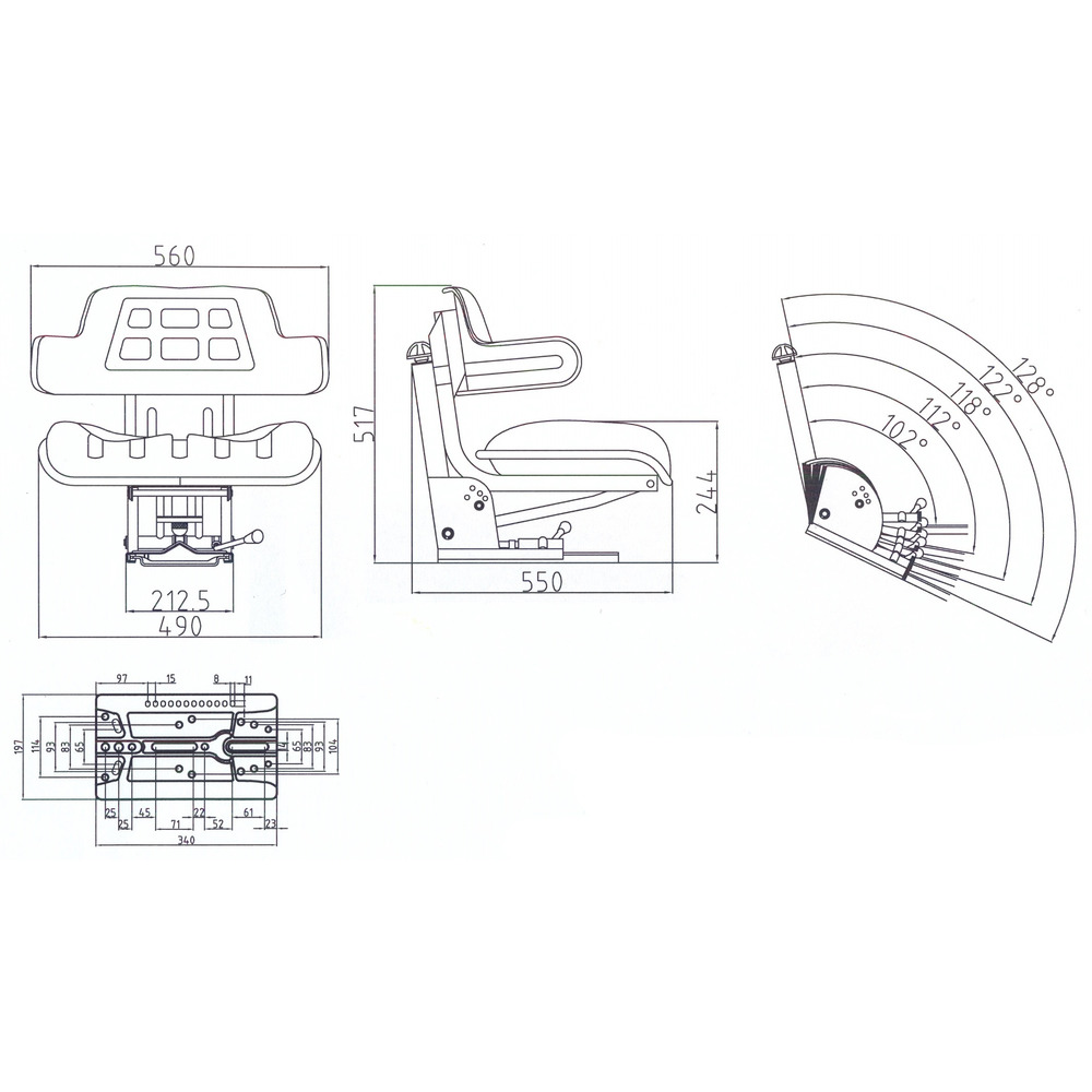 Traktorsitz / Schleppersitz VARIO mit Seitenstützen