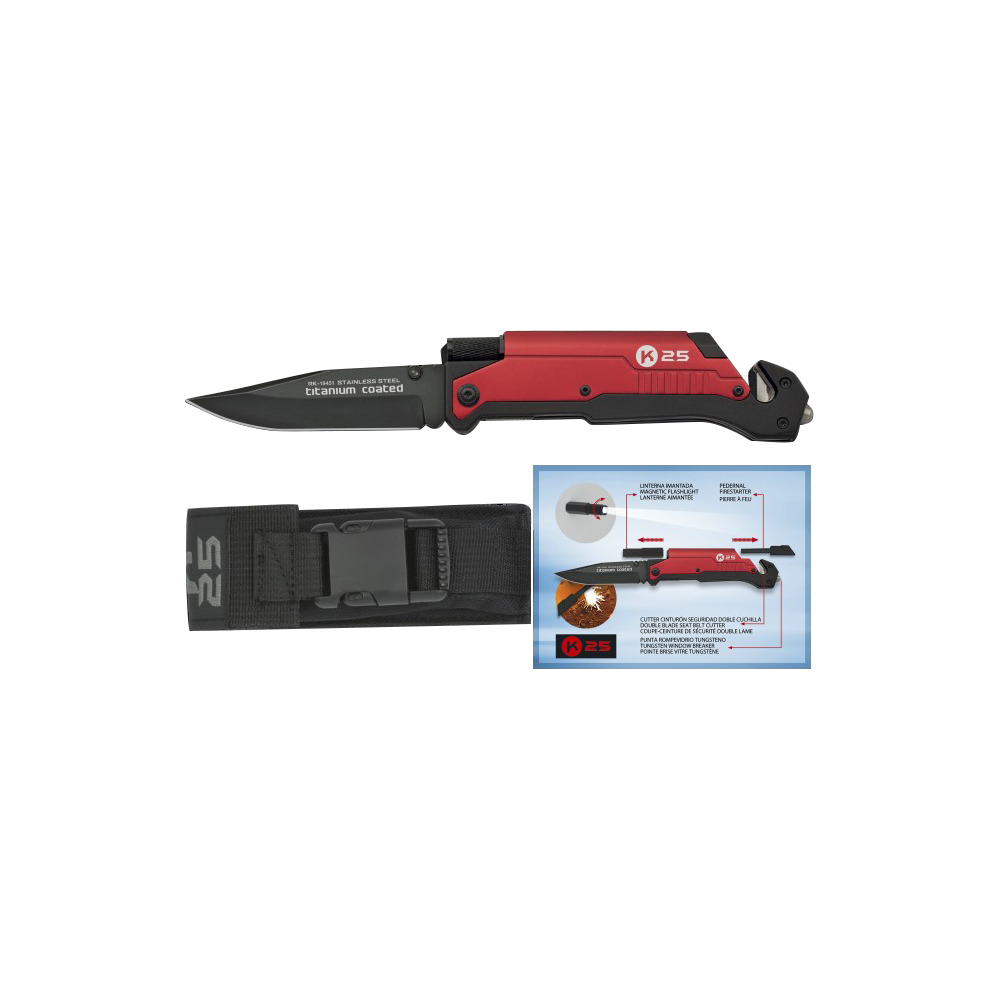 Multifunktions Taschenmesser mit Lampe und Feuerstein-FA107535