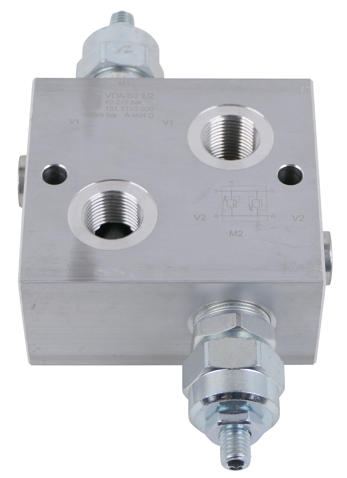 Schockventil doppeltwirkend, Durchfluss 80L/min, max. Druck 260bar, mit Manometeranschluss-FA125740