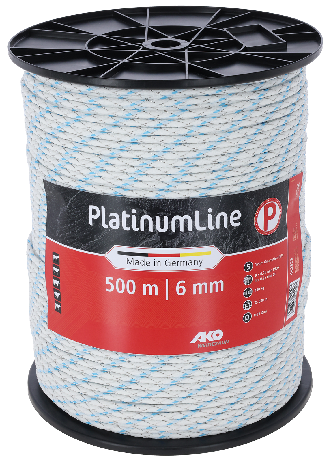 Weidezaunseil Platinum weiß/blau 6 mm / 500 m
