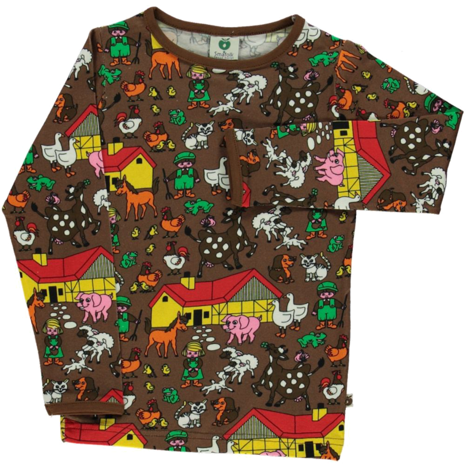Langarmshirt Farmtiere braun