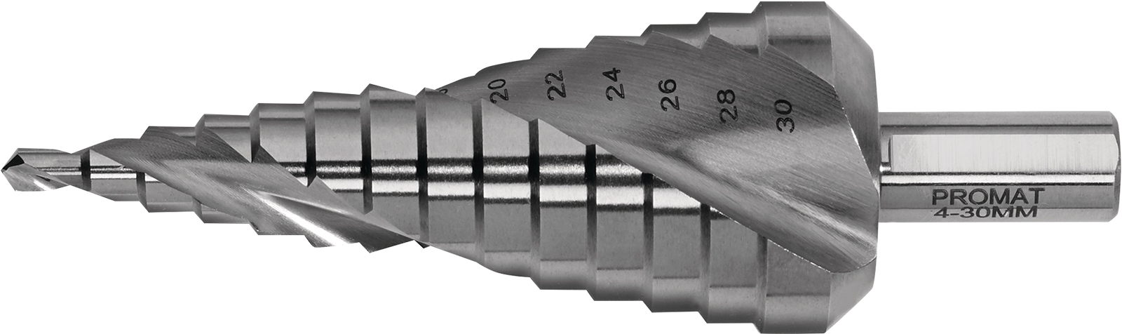 Stufenbohrer Bohrbereich 4-30 mm HSS spiralgenutet Schneidenanzahl 2 Stufenanzahl 14