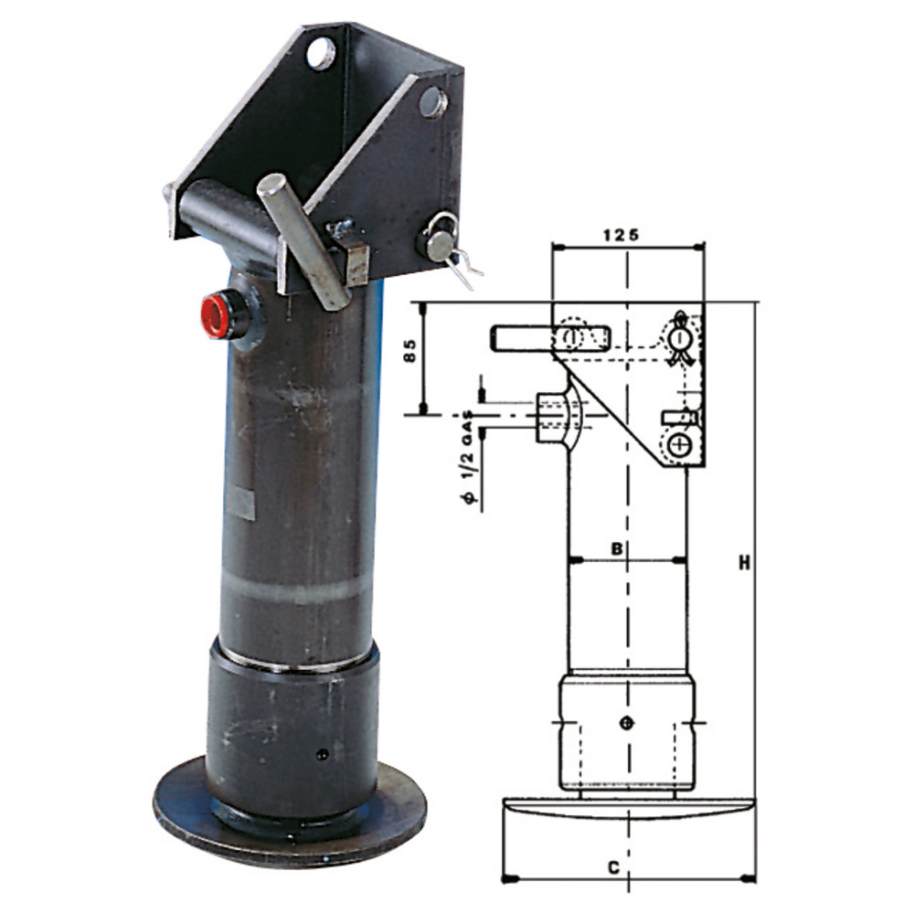 Course du support de levage hydraulique 250mm