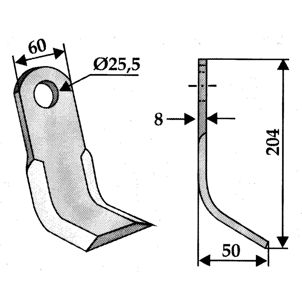 Flail knife suitable for Kirchner, Pegoraro