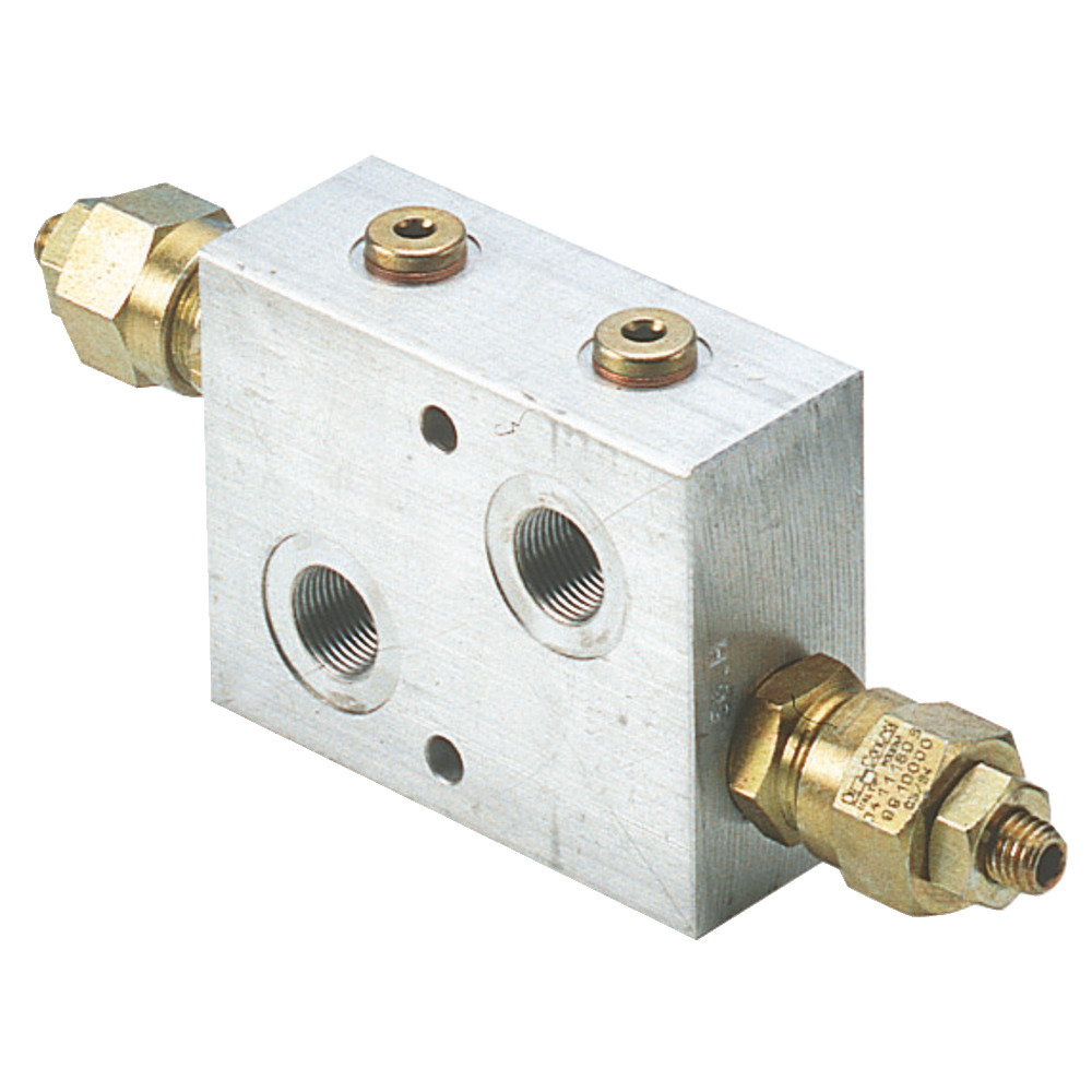 Schockventil doppeltwirkend, Durchfluss 35 L/min, max. Druck 350 bar, mit Manometeranschluss-FA1594