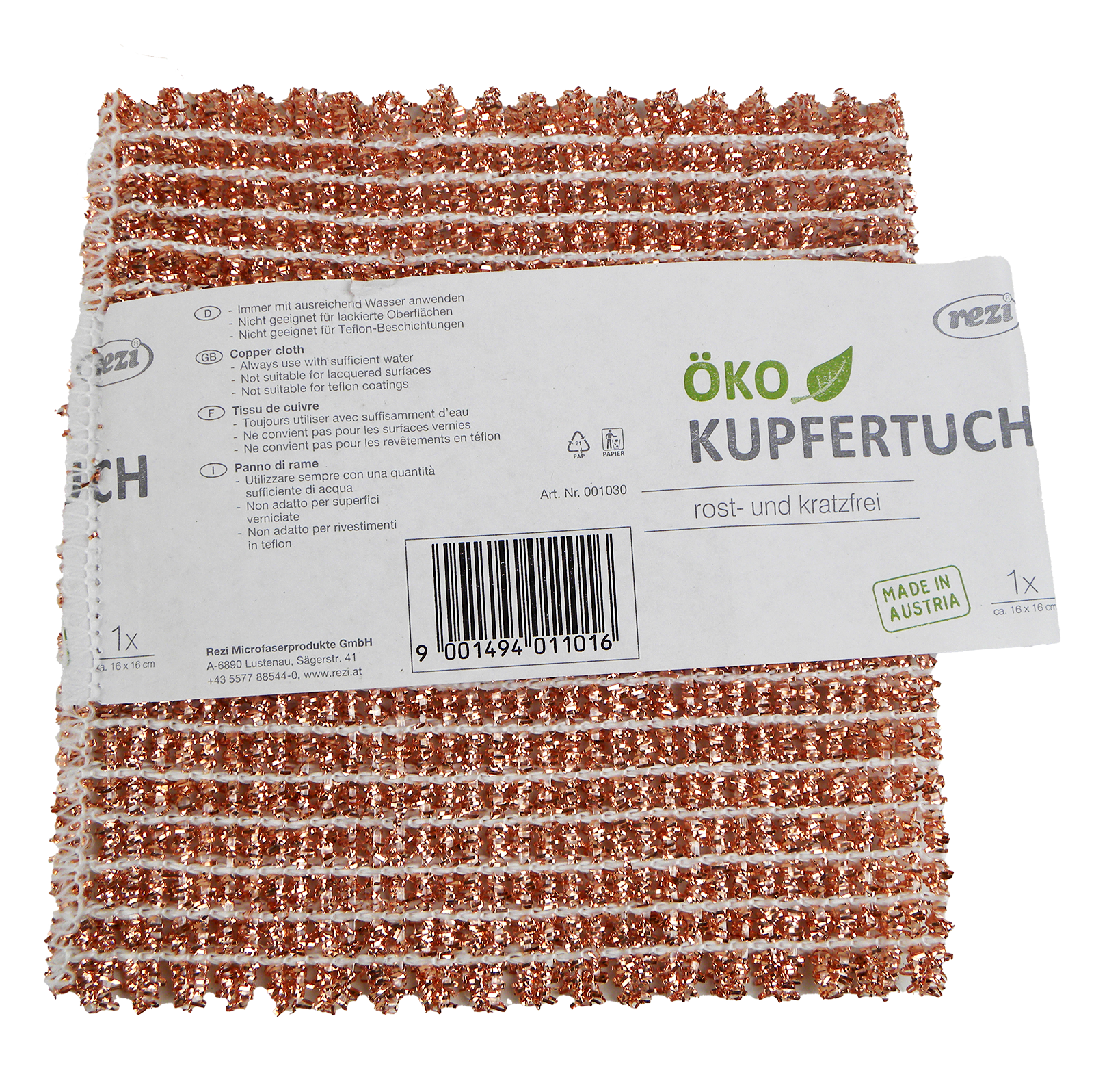 Kupfertuch ÖKO Premium 1 Stk.  16x16cm