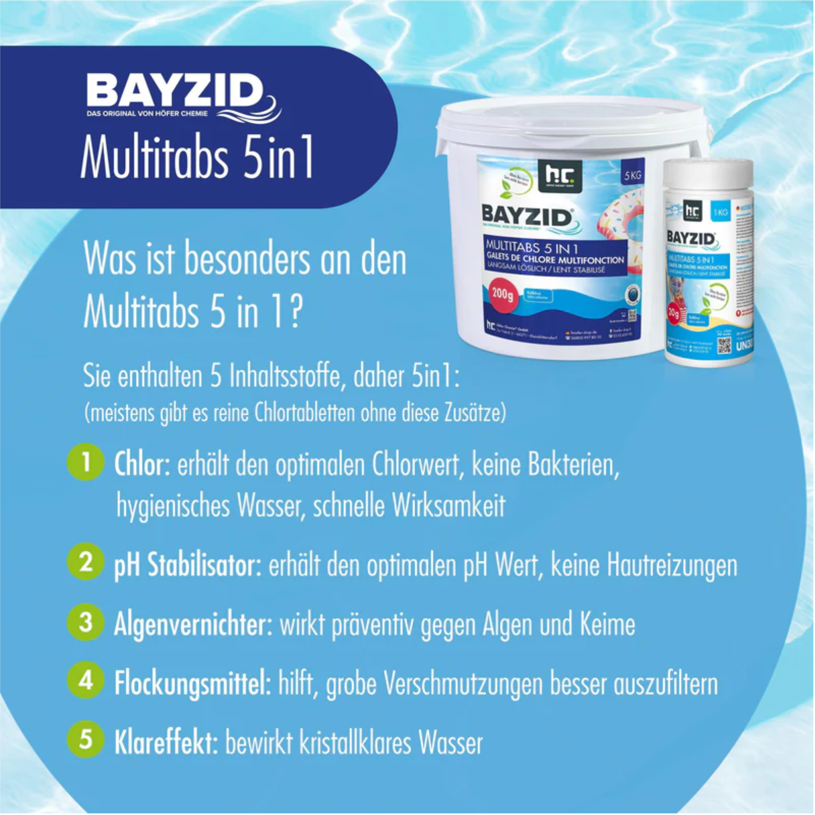 Multitabs 200g 1kg 5in1 für Pools
