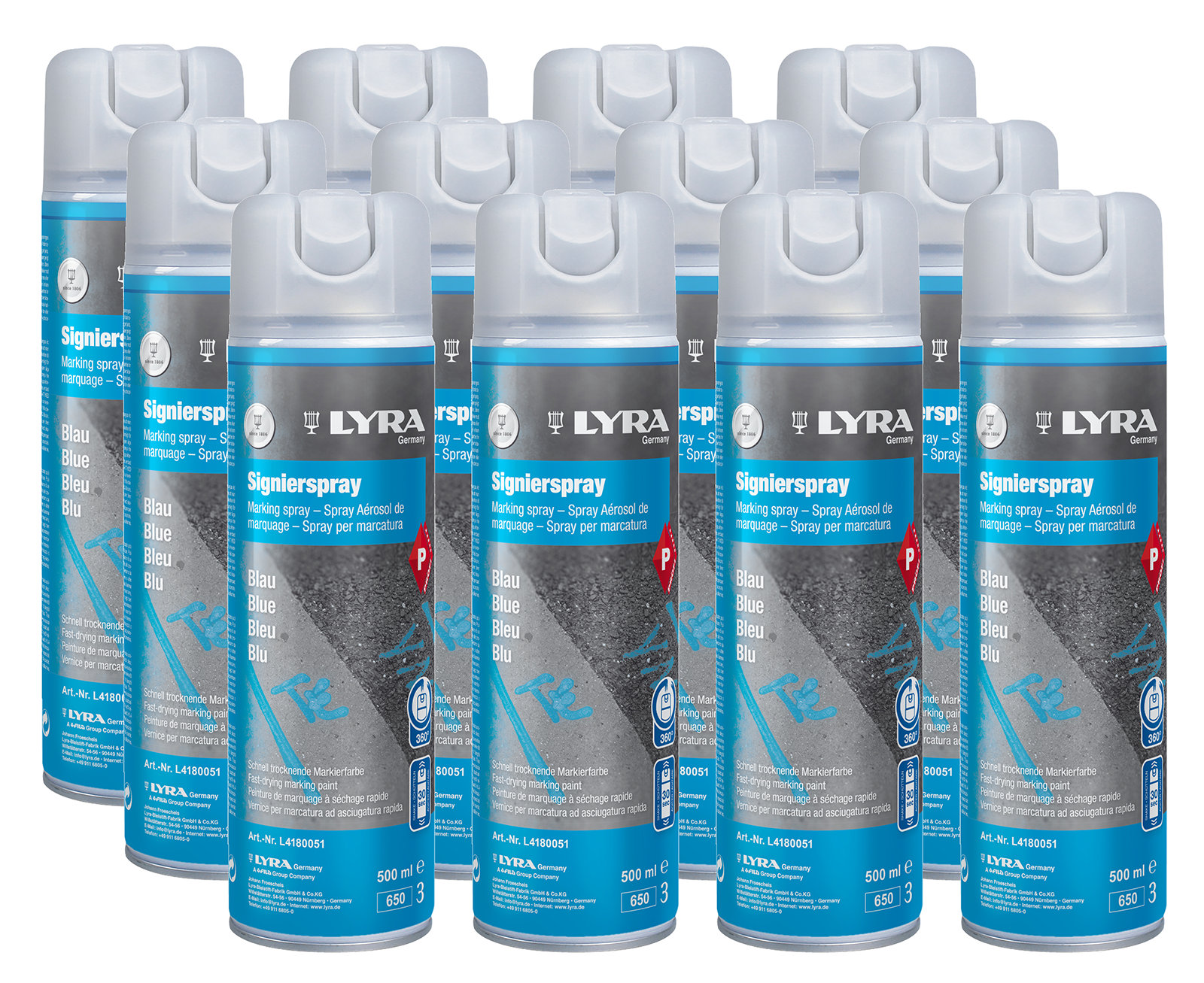Markierspray Lyra blau 12er SET