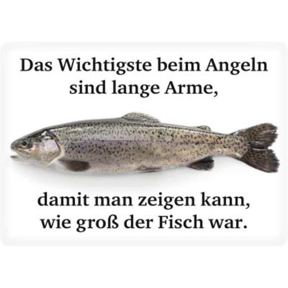 Blechschild Das Wichtigste beim Angeln sind lange Arme