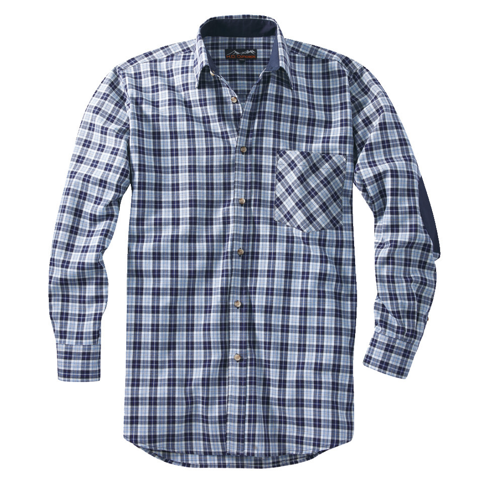 Langarmhemd Worker blau-kariert