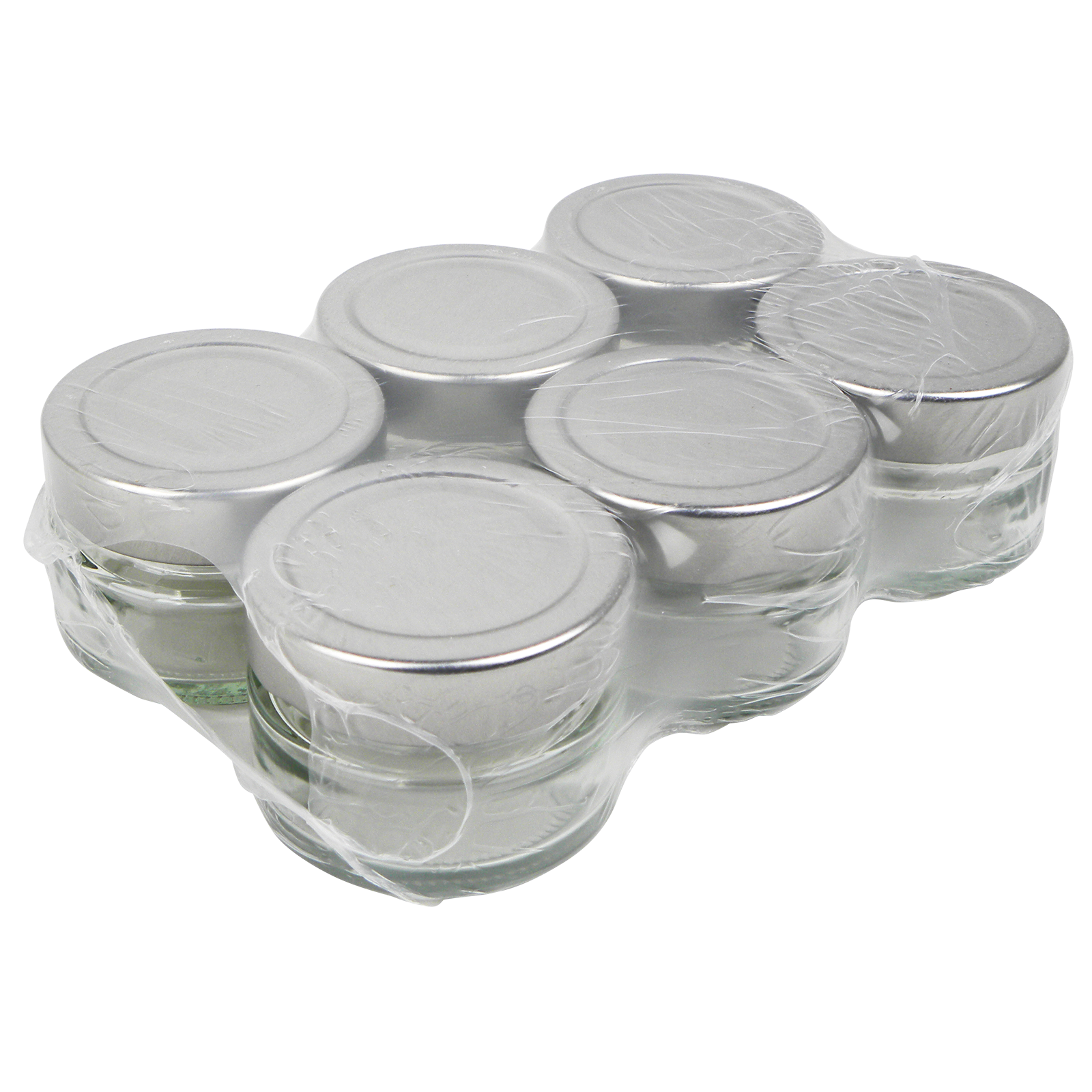 Konservenglas 6-er mit Schaubdeckel silber deep