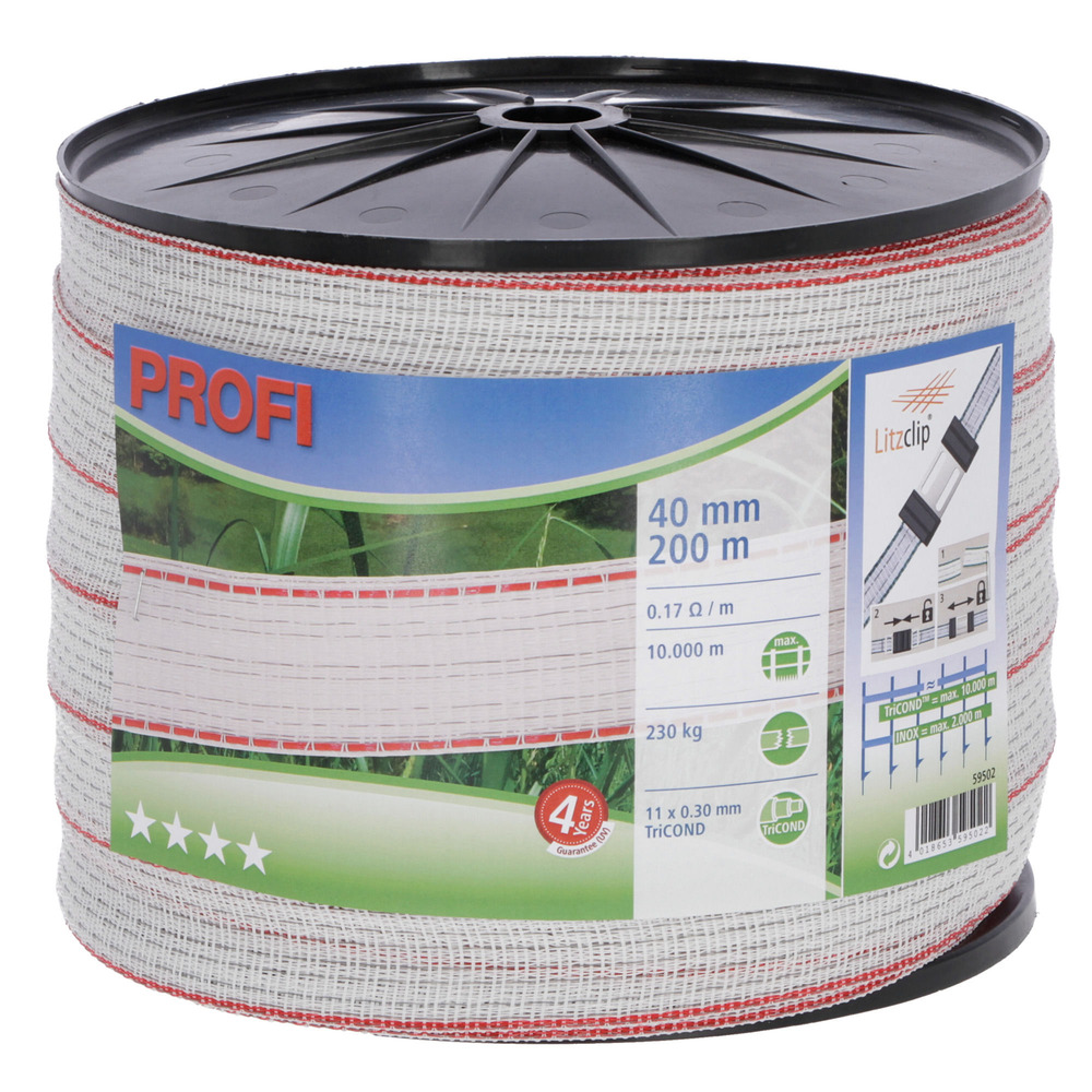 Weidezaunband Profi weiß/rot, 40 mm / 200 m-FA100773