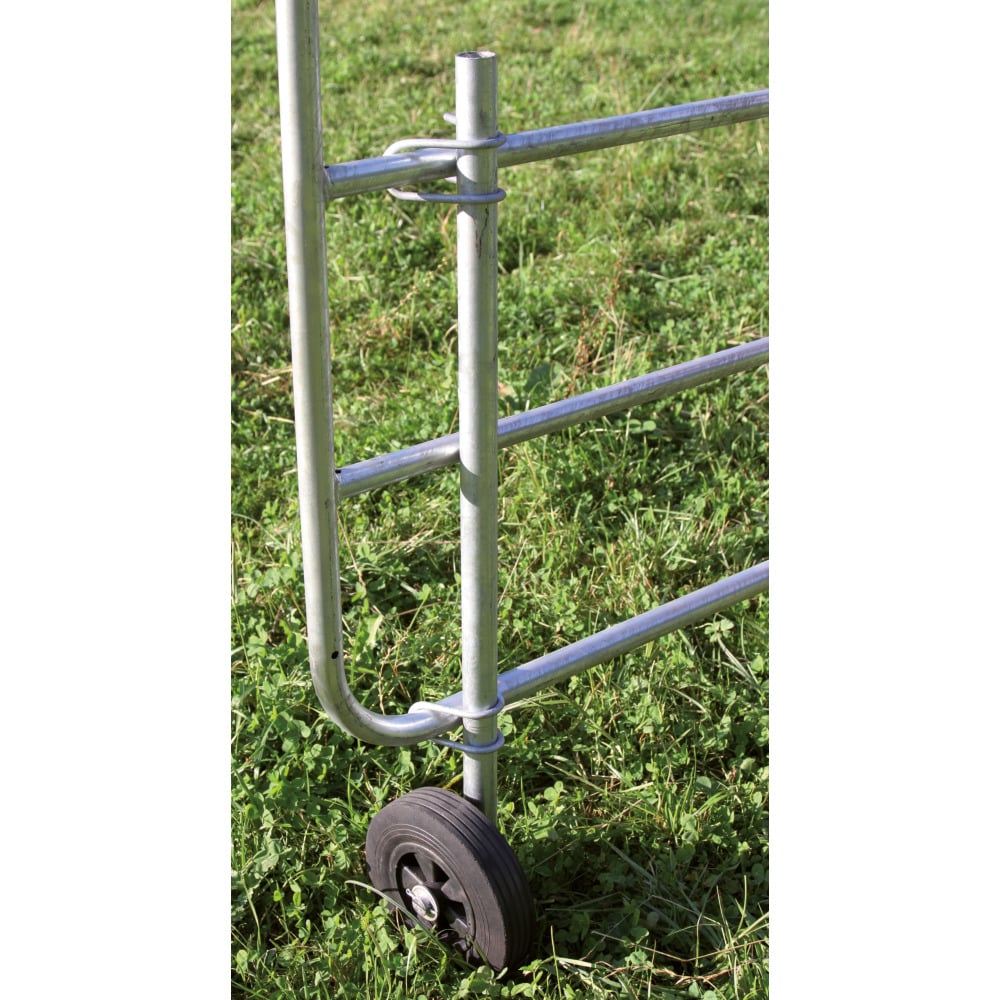 Support wheel for adjustable pasture gates