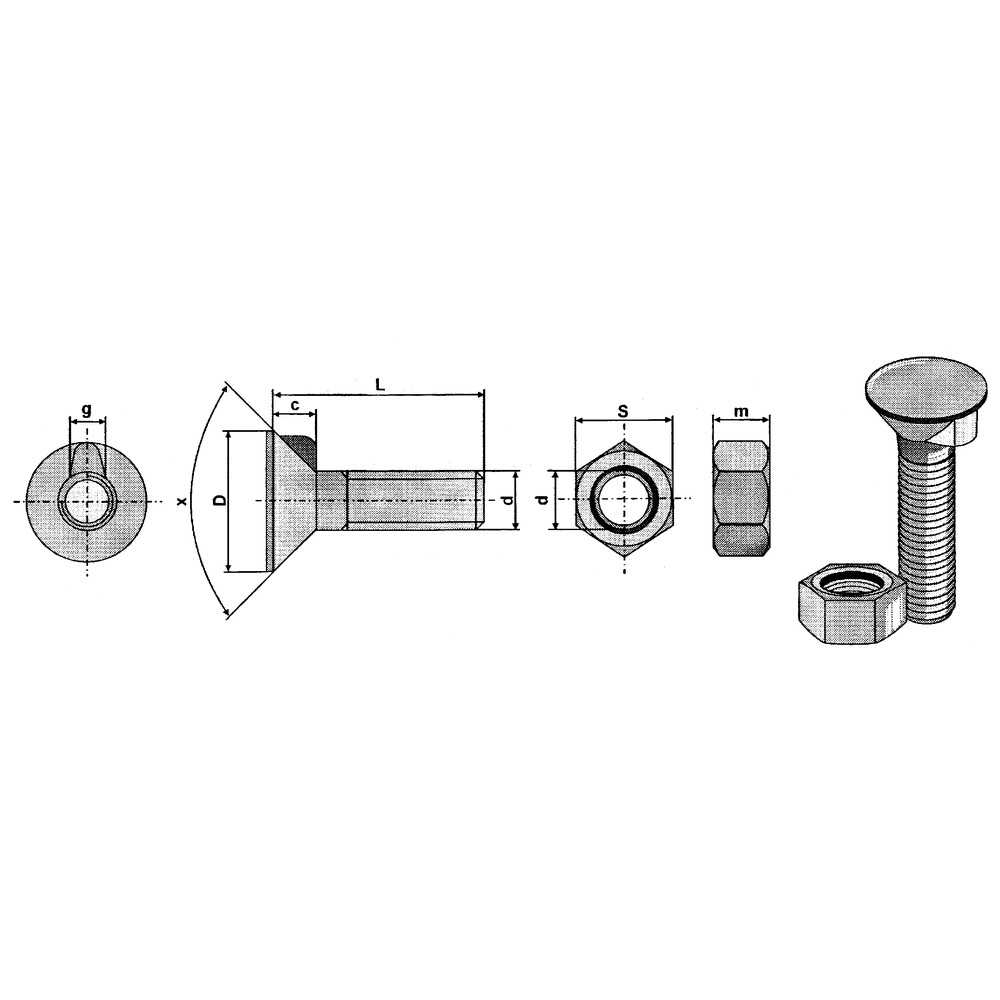 Contact screw M16x80 with 1 nose DIN 604