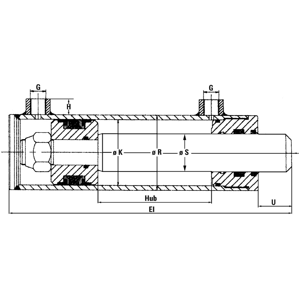 Hydraulikzylinder Kolben-Ø K= 80 mm, Kolbenstange-Ø S = 50 mm