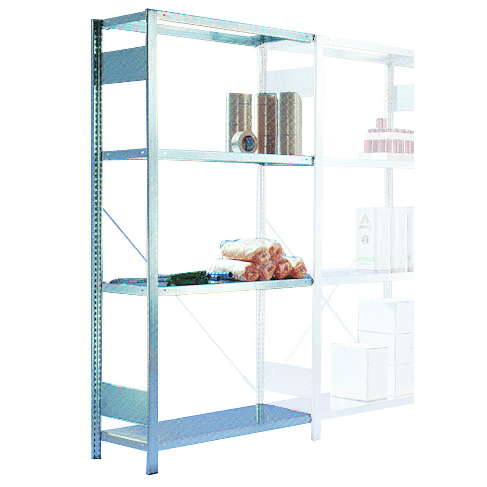 Add-on shelving for industrial plug-in shelving systems