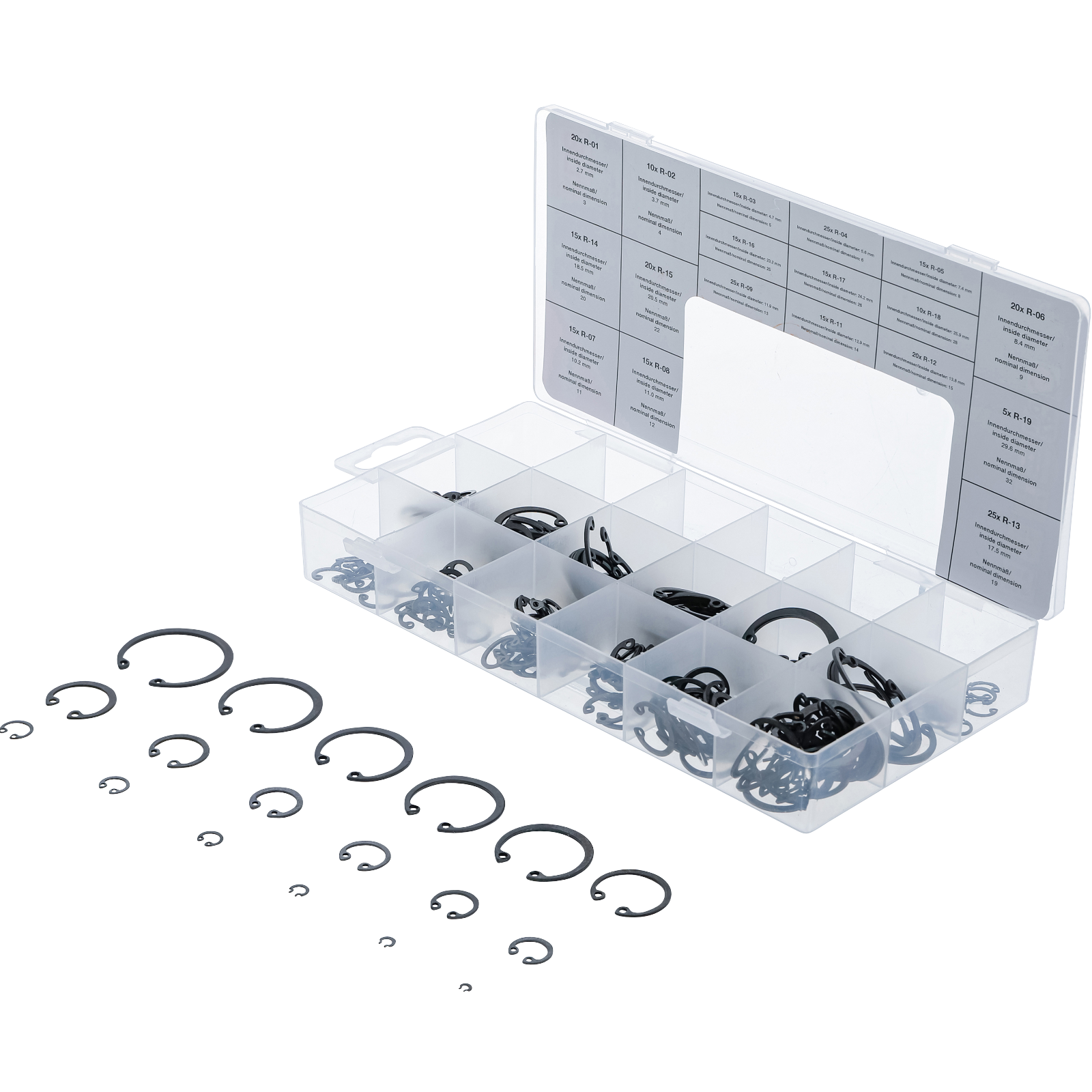  Innen-Seegerring-Sortiment Sprengringe 3-32 mm 300-tlg. 