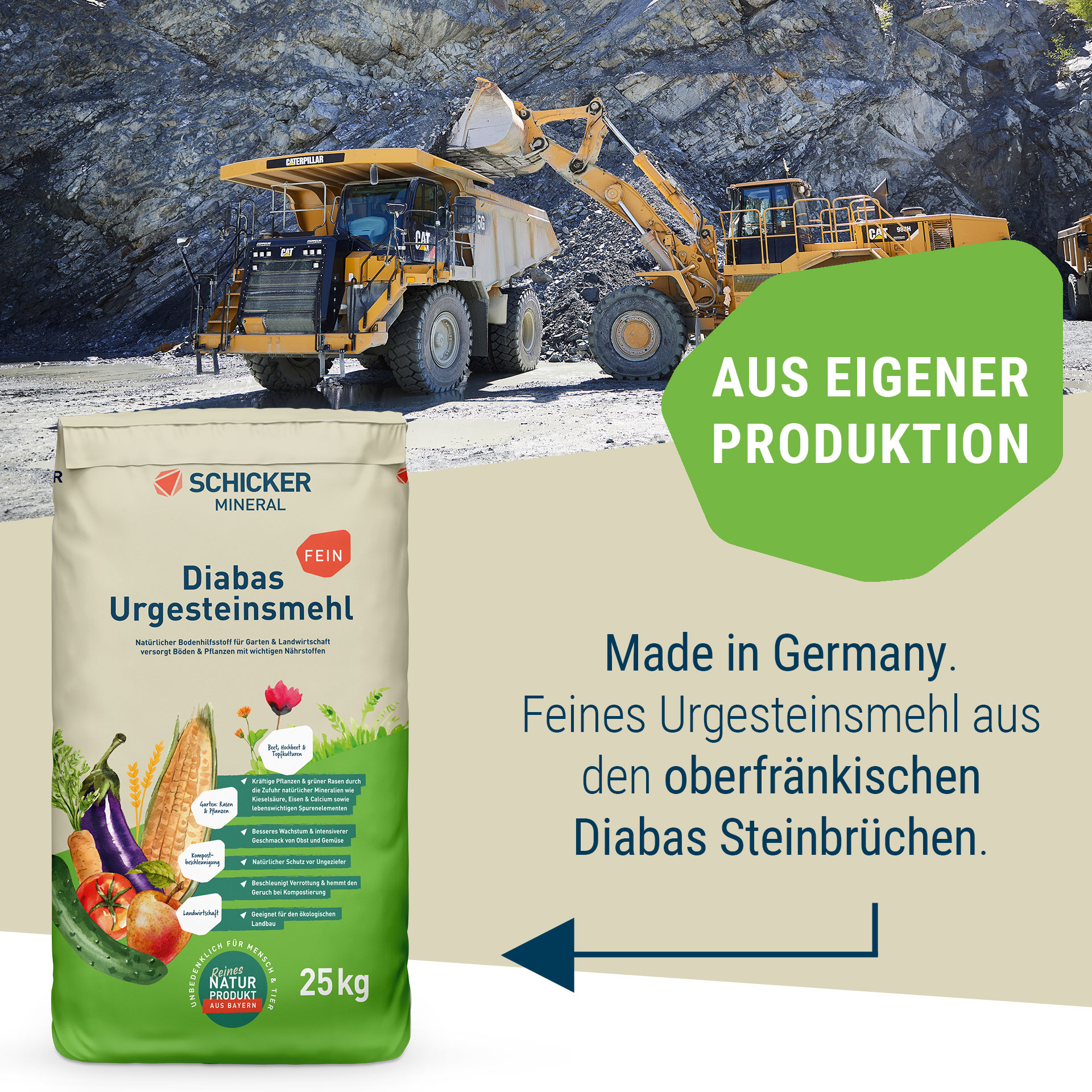 Diabas Urgesteinsmehl fein - 10 kg Sack