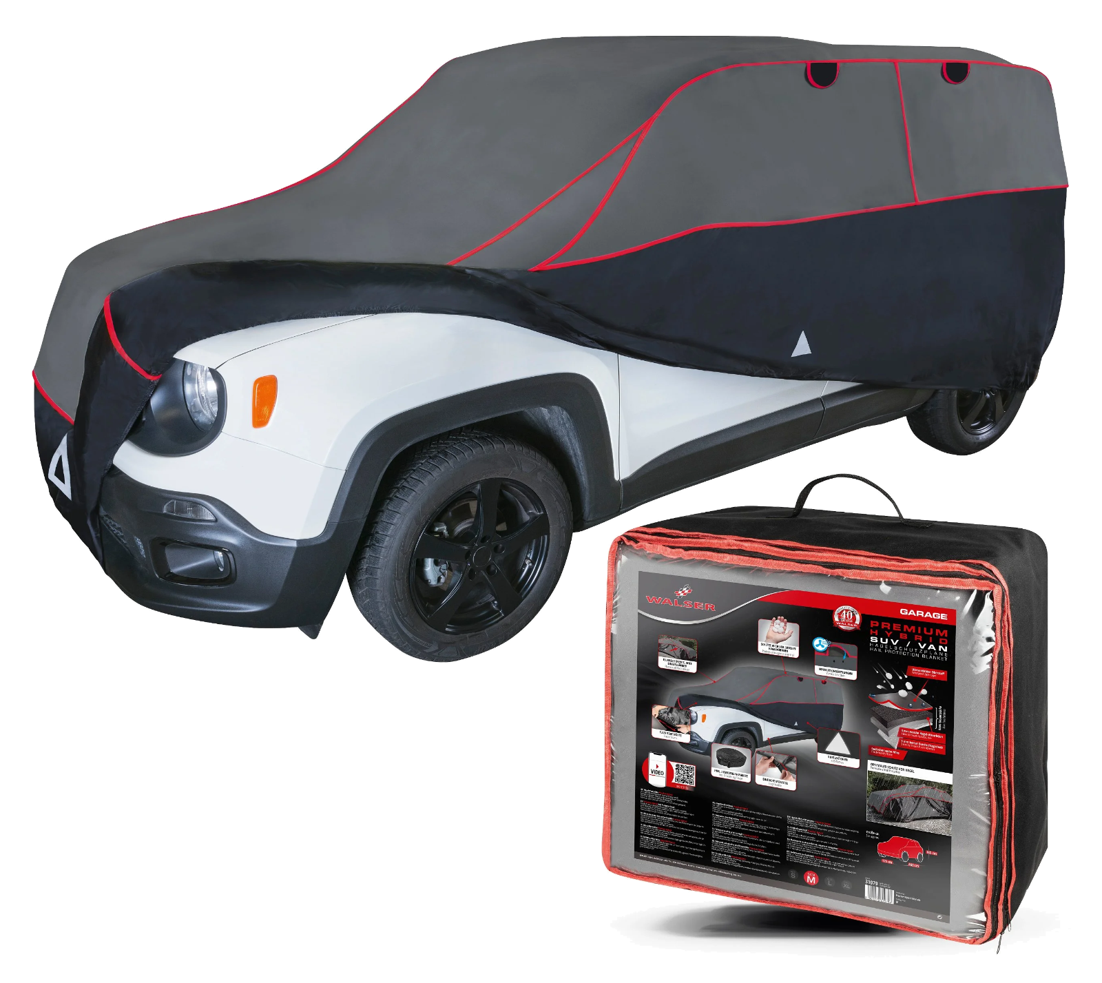 Hagelschutzgarage Premium Hybrid für SUV  anthrazit/silber/rot