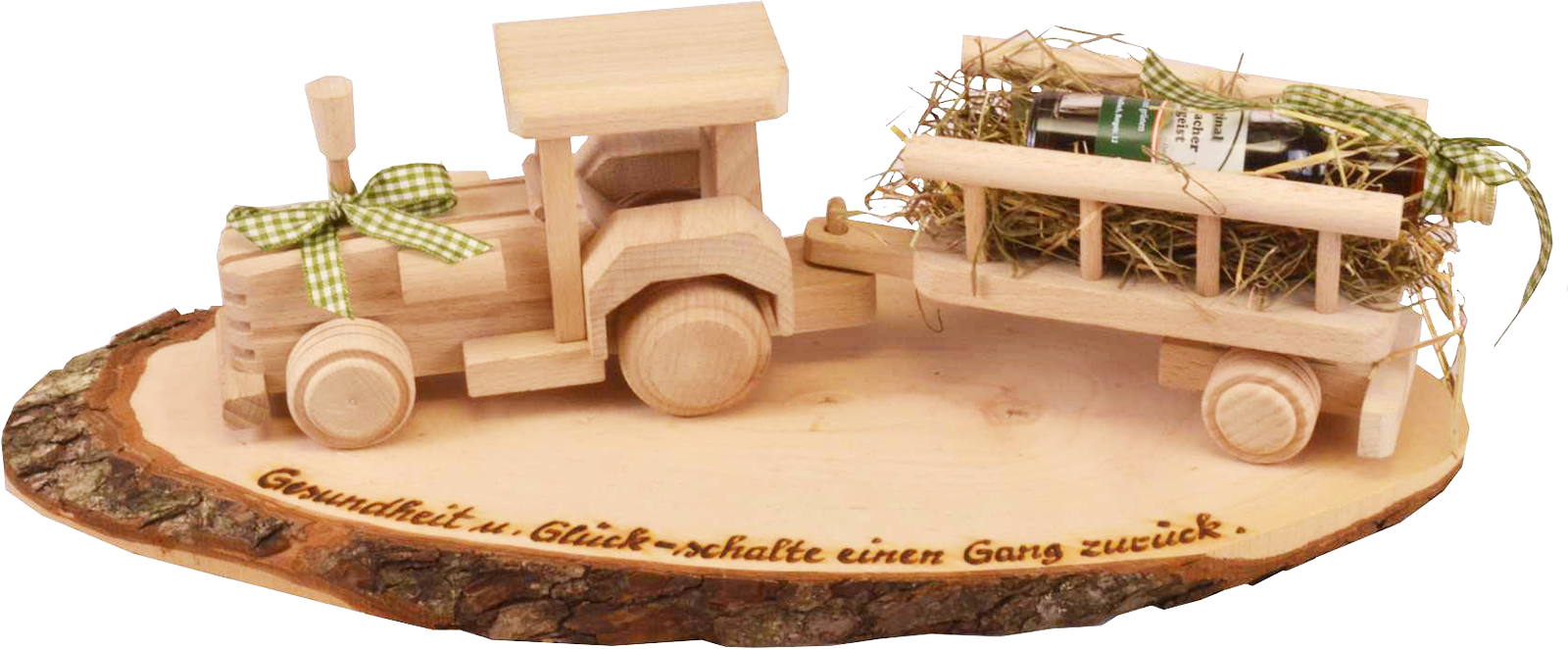 Traktor mit Ladewagen Spruch Gesundheit und Glück .. Deko Artikel