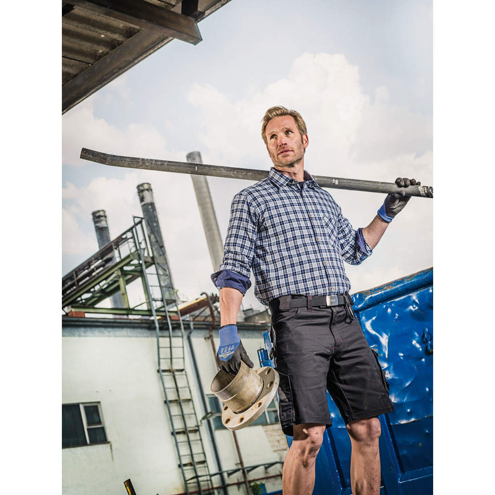 Langarmhemd Worker blau-kariert