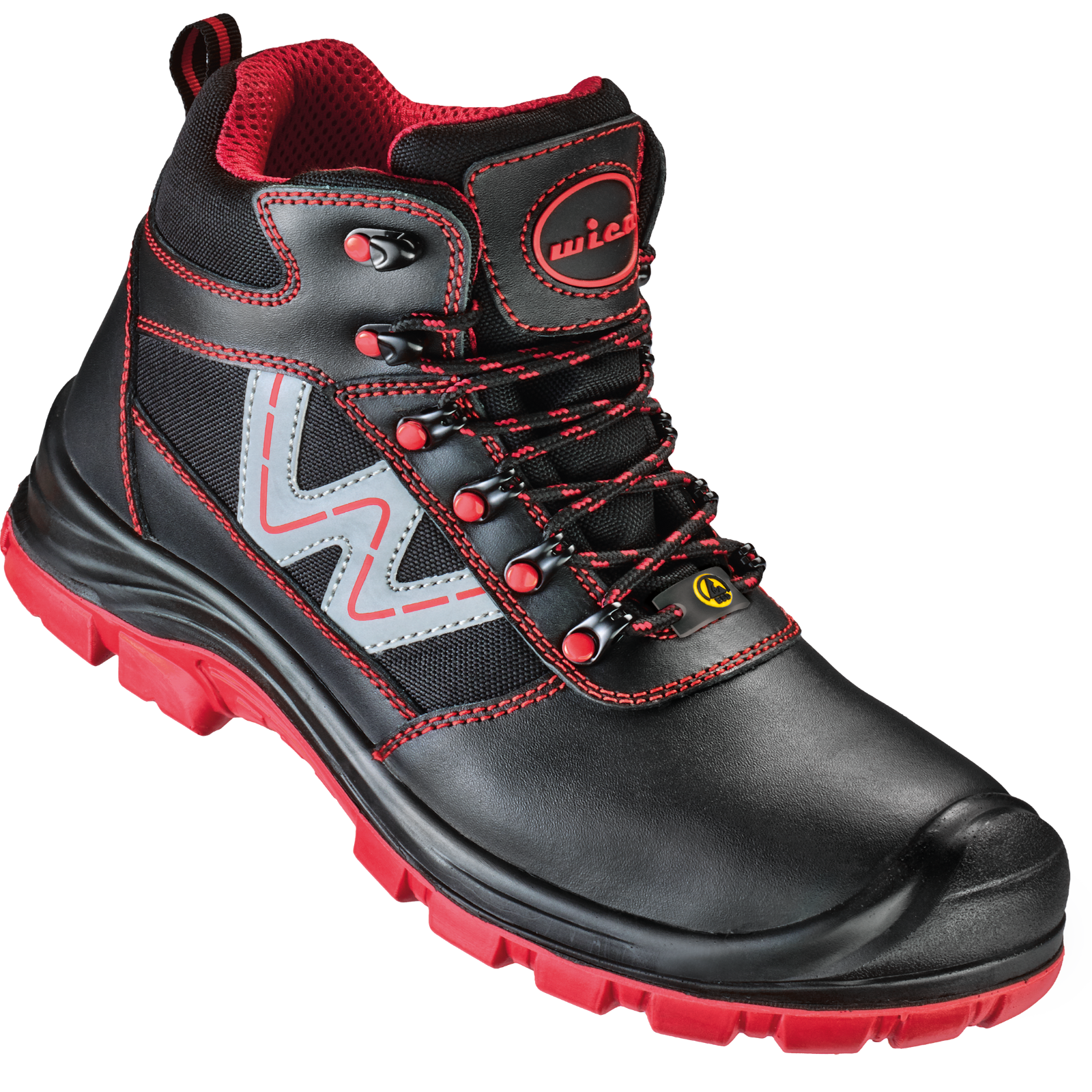 SI-Schnürstiefel S3 Canelli schwarz/rot