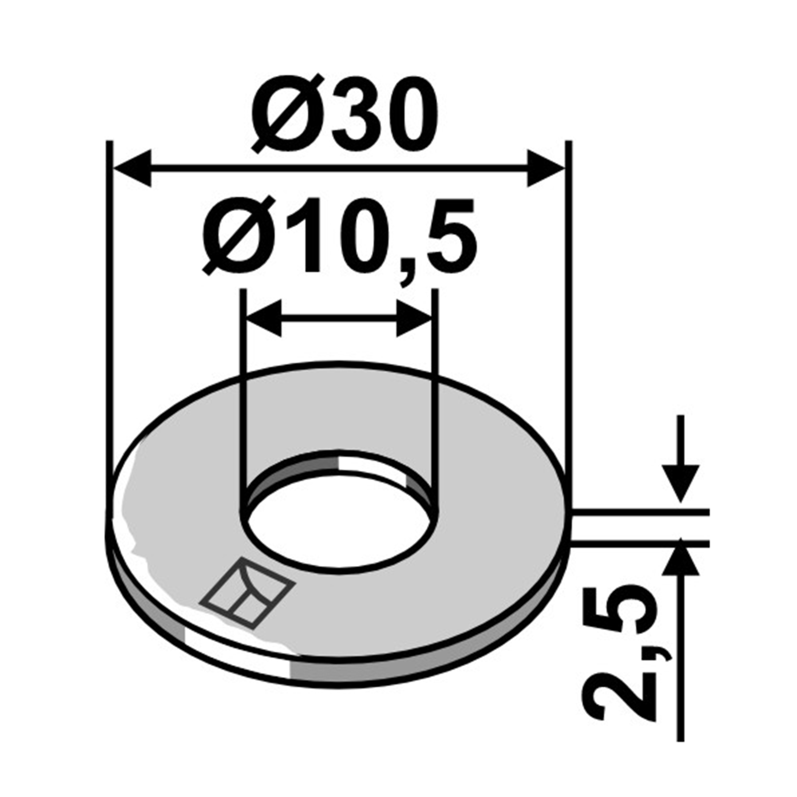 Washer M10 ø10,5xø30x2,5mm