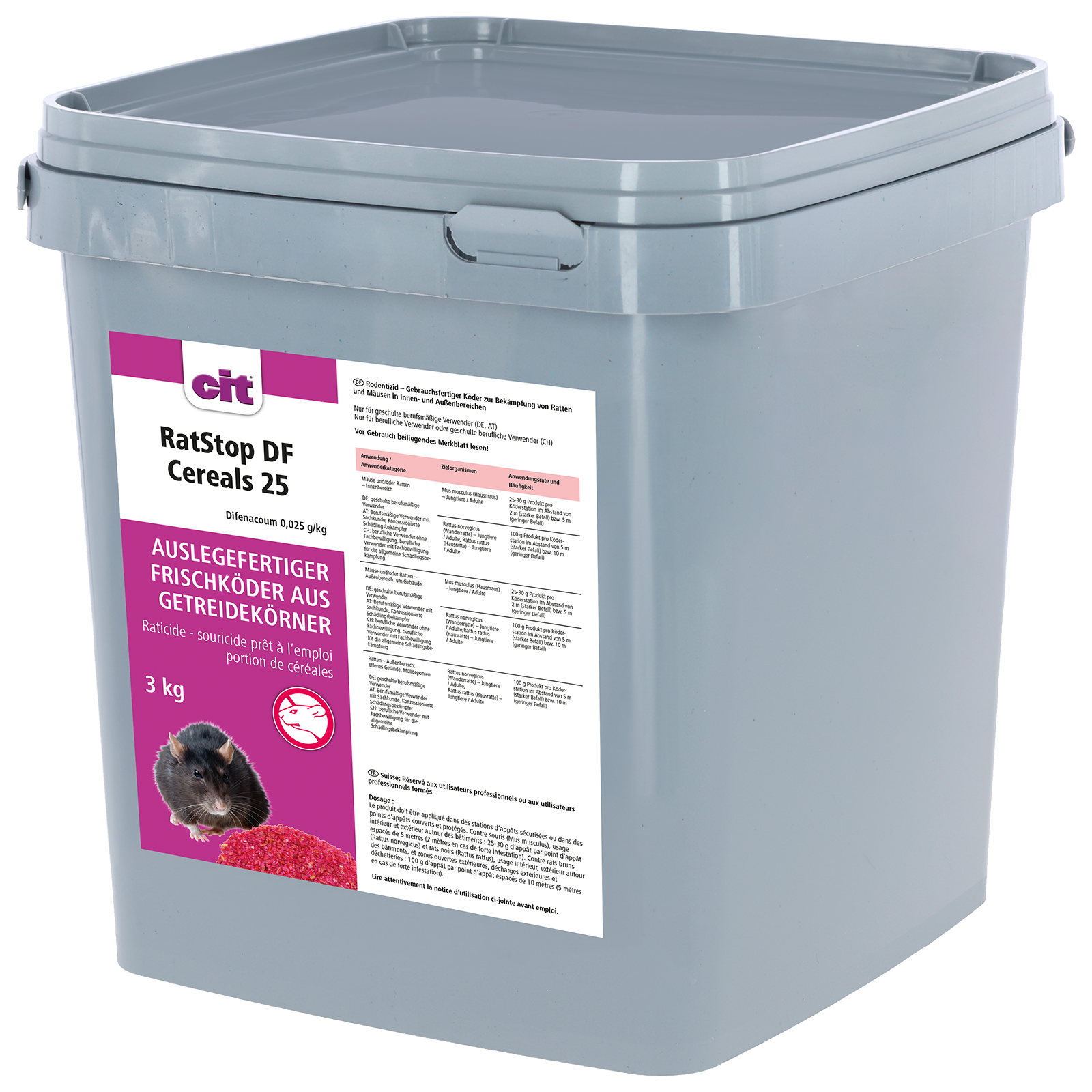 Ratten- und Mäuseköder RatStop DF Cereal 25 3 kg*