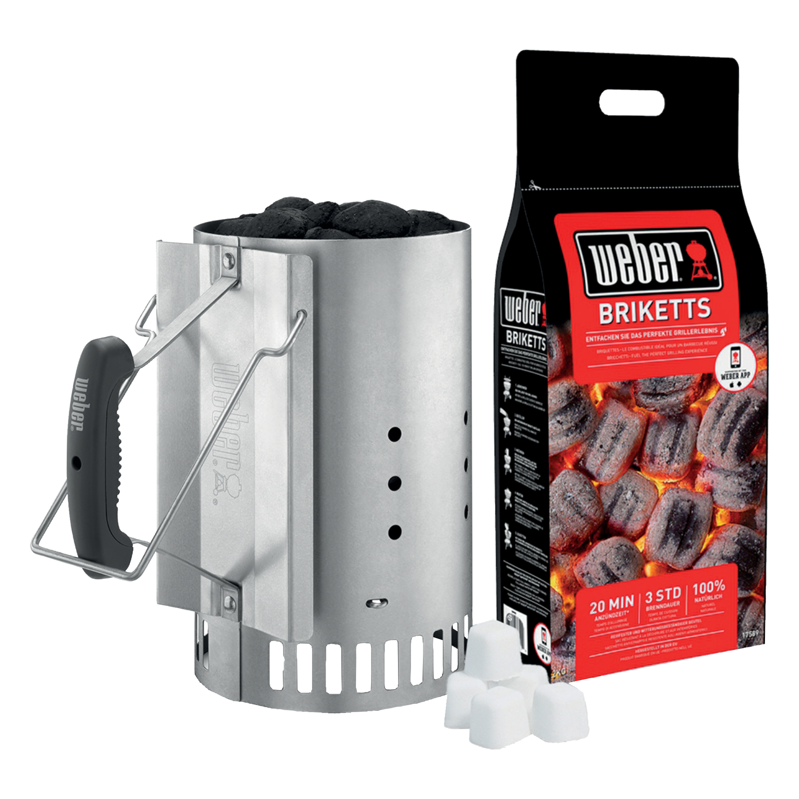Anzünd-Set 3tlg inkl. Anzündkamin Rapidfire für Holzkohlegrill Weber-FA120941