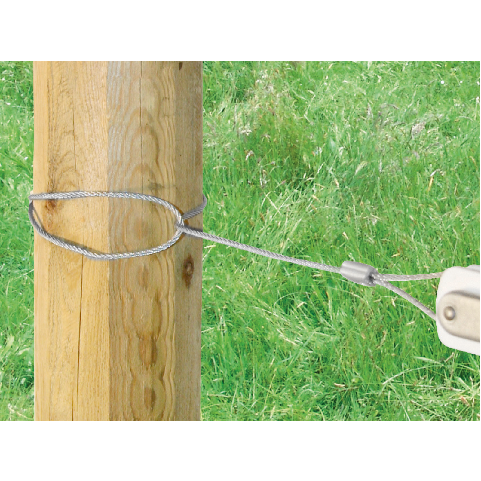 Zahnrad-Drahtspanner mit Isolator + Drahtseil