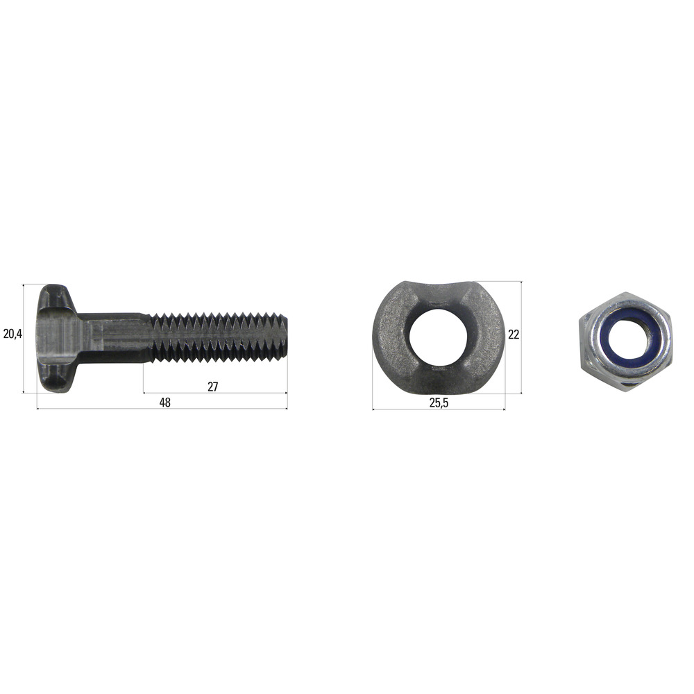 Steckschraubengarnitur M10x48 passend zu Kratzbodenkette 9x27, 9,5x27, 10x28