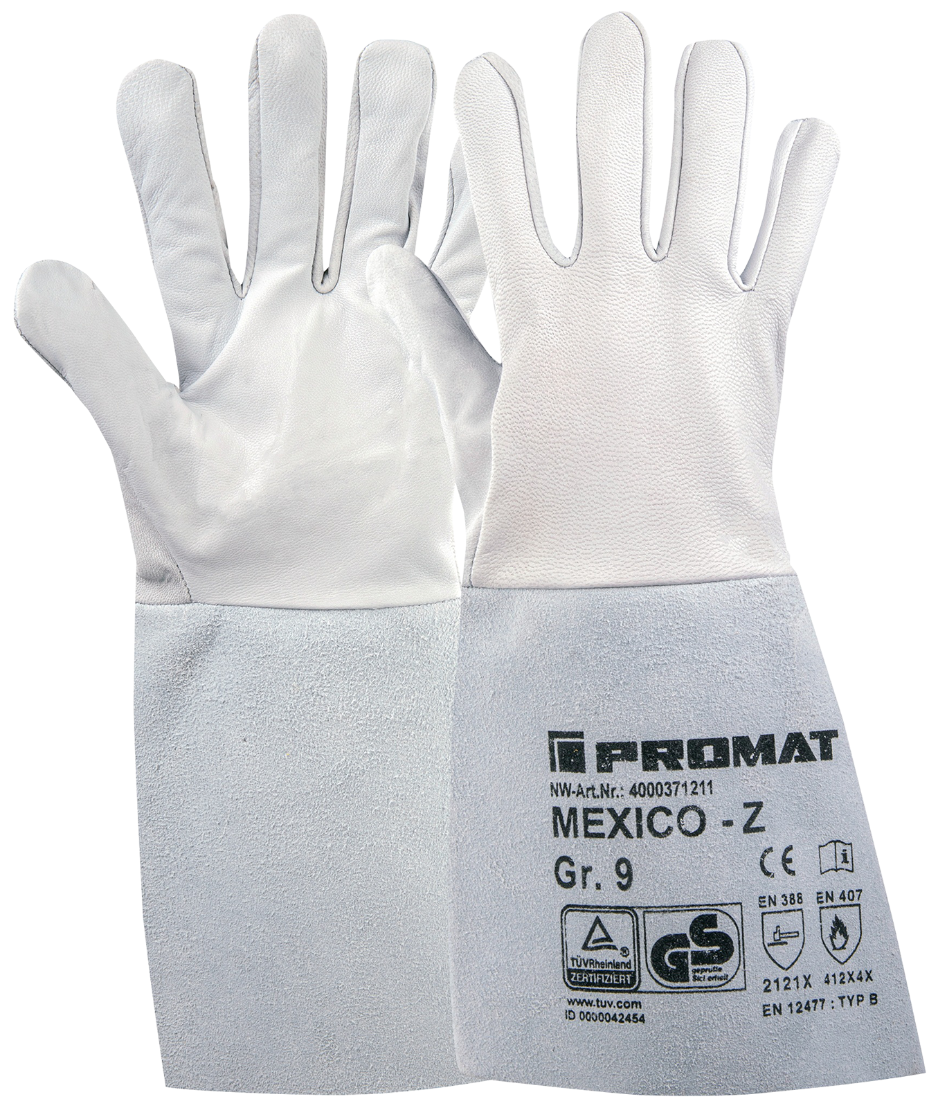 Schweißerhandschuhe Mexico Z Größe 10 grau Ziegennappa-/Spaltleder EN 388 Kategorie II