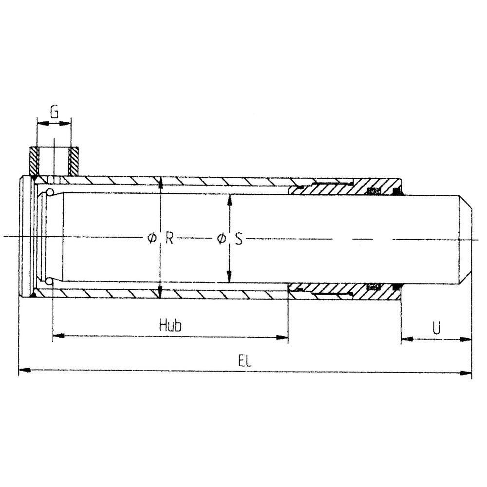 Plungerzylinder Kolbenstange-Ø S = 40 mm
