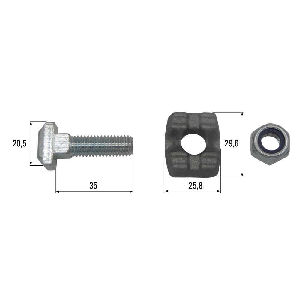 Steckschraubengarnitur M10x35 passend zu Kratzbodenkette 8x31, 9x31