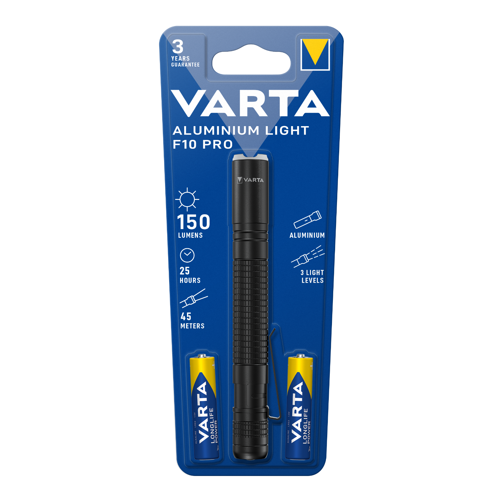 Aluminium Light F10 Pro Set mit 2 AA Batterien